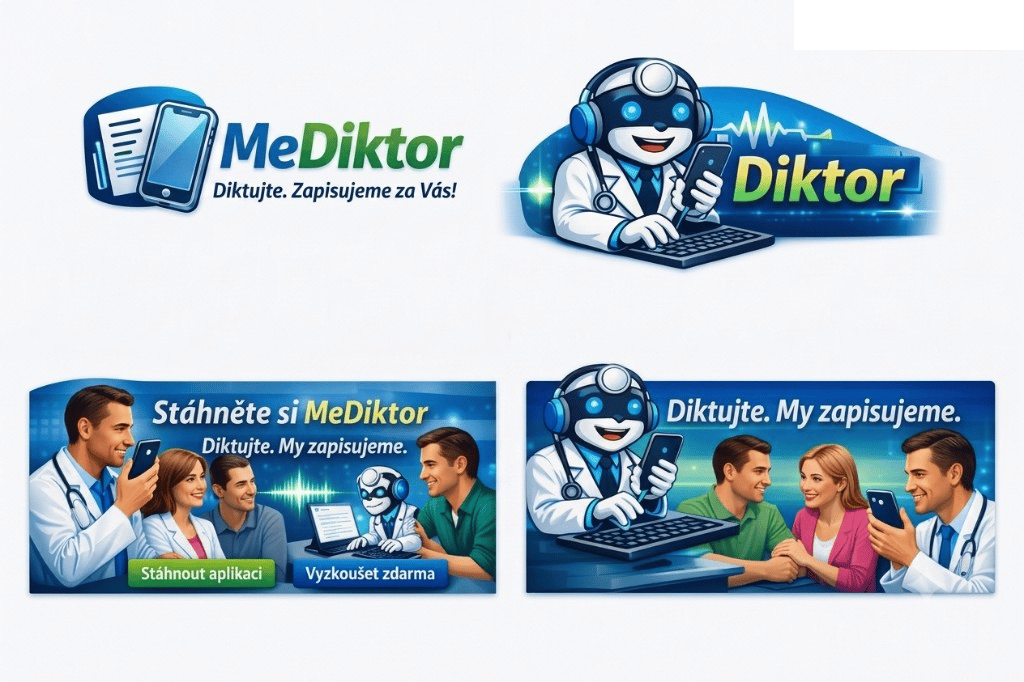 MeDiktor — vizuální identita a bannery